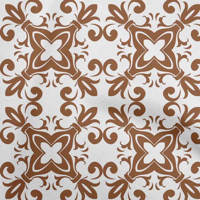 oneOone Cotton Flex Brown Fabric Asian Block Floral Craft Projects Decor Fabric Printed By The Yard 40 Inch Wide