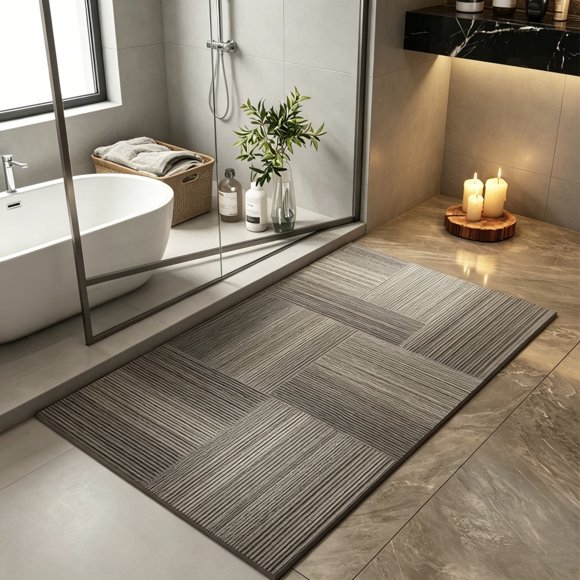 Fast Drying Absorbent Bath Mat, Super Absorbent Floor Mat for Bathroom, Shower Door, Entryway, Kitchen, Water Resistant Rug, Multicolor