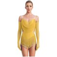 thumbnail image 2 of Aislor Robe de Danse Latine Jazz à Franges avec Gants Jaune m, 2 of 7