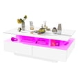 thumbnail image 3 of DEXTRUS High Gloss LED Coffee Table with Storage, Modern Center Table with Drawers & Display Shelves for Living Room, White, 3 of 4