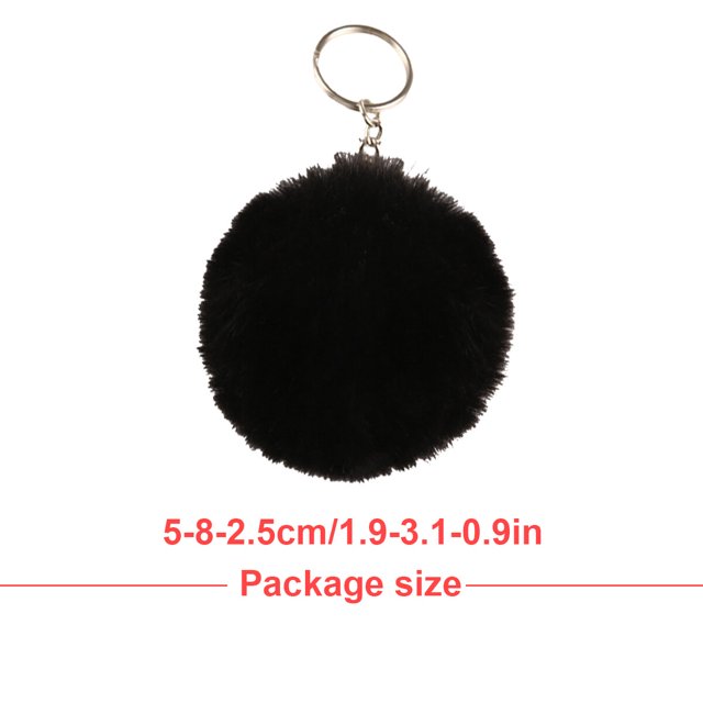 Fuzzy Ball Keychain Supple Comfortable Lovely Key Rings Adorable Practical Key Chains Women for Children Adults Elderly Students Black 6cm