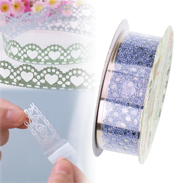 Ynlkorvg Roll Of Glitter Tape Lace Flower Pattern Self Adhesive Tape Sticker Colorful Decorative Masking Tape For Scrapbooking Card Making Crafts Frames Planner Journal Gifts Decor