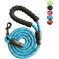 thumbnail image 1 of Strong Nylon Dog Leash Rope with Comfortable Padded Handle Training Lead for Medium and Large Breeds Dogs - Heavy Duty 5ft Long (Blue), 1 of 5
