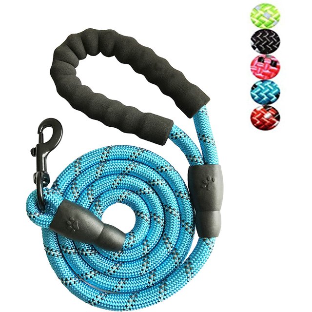Strong Nylon Dog Leash Rope with Comfortable Padded Handle Training Lead for Medium and Large Breeds Dogs - Heavy Duty 5ft Long (Blue)