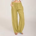 thumbnail image 2 of Timegard Cotton Linen Pants for Women Elastic Waist Drawstring Fall Travel Casual Pants with Pockets, 2 of 5