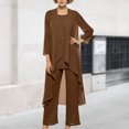 thumbnail image 1 of Ensemble de Robe 3 Pcs pour Femmes Basique en Chiffon Surdimensionné Tenue de Vacances (Marron S), 1 of 6