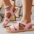 thumbnail image 3 of Omen Stitching Hollow Out Chunky Bottom Heel Big Size Open Toe Casual Sandals Women, 3 of 6