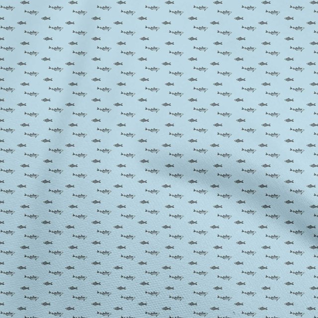 oneOone Georgette Viscose Light Blue Fabric Retro Fish Craft Projects Decor Fabric Printed By The Yard 42 Inch Wide