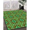 thumbnail image 3 of Ahgly Company Tapis d'Intérieur Ronds Transitionnels Verts Lavables à la Machine, 4 Pieds Rond, 3 of 7