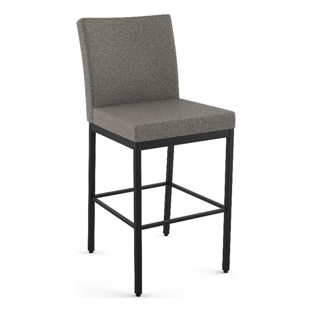 Amisco Perry Plus Tabouret de Comptoir 26 Pouces - Polyester Gris Argenté/métal Noir