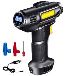 Gonflateur de pneus de voiture électrique Portable 150PSI Sans fil Air Compresseur 2000mAh USB Pneu de voiture numérique rechargeable de batterie Air Pompe avec LED Léger et Buses pour motos de voiture Picu