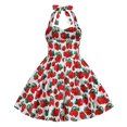 thumbnail image 4 of Zwiiyzr Robe Vintage des Années 1950 pour Fille de 3 à 8 Ans, Été, Col Licou, Imprimée, Robe Vintage pour Enfants, Rouge, 4 of 4