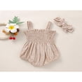 thumbnail image 3 of Baby Girls 2Pcs Summer Outfits  Sleeveless Frill Smocked Strap Romper with Headband Set, 3 of 7