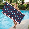 thumbnail image 2 of Fesfesfes Serviettes de Plage Rouges Blanches Bleues Quatre Juillet Décor Patriotique Extérieur Fournitures de Fête à la Piscine Motif Drapeau Grande Absorption Séchage Rapide, 2 of 2