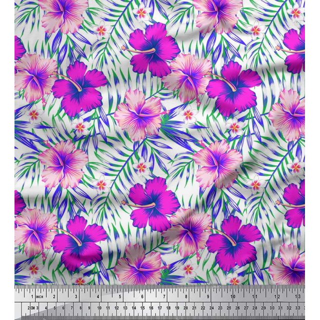 Soimoi Cotton Duck Fabric Floral & Leaves Tropical Decor Fabric Printed Yard 56 Inch Wide