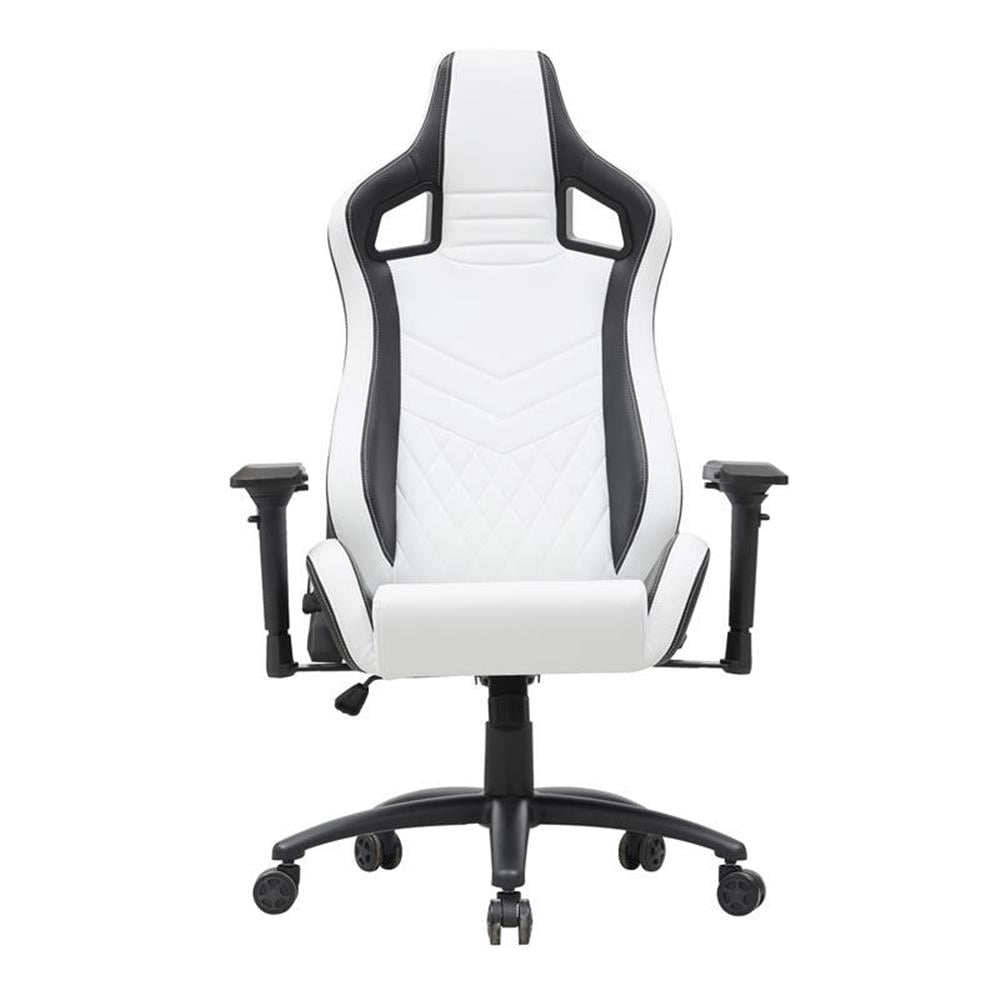Furniture of America Chaise de Jeu Réglable en Similicuir Simple, Blanc et Noir