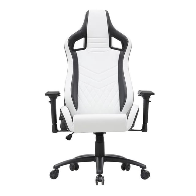 Furniture of America Chaise de Jeu Réglable en Similicuir Simple, Blanc et Noir