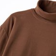 thumbnail image 3 of Plain Tshirts for Men Men's Winter Solid Color Medium High Neck Designlong Sleeved Round Neck Top Coffee L, 3 of 7