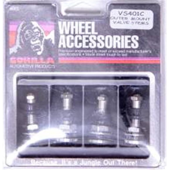 Gorilla VS401C Stem Bolt-On Steel Chrome Outer-Mount Valve, Pack of 4