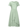 thumbnail image 4 of yievot Robes pour Femmes Aguichant Unies à Manches Courtes Col Rond Dentelle Mousseline Maille Ligne A Robes de Soirée Vert TTTG, 4 of 4