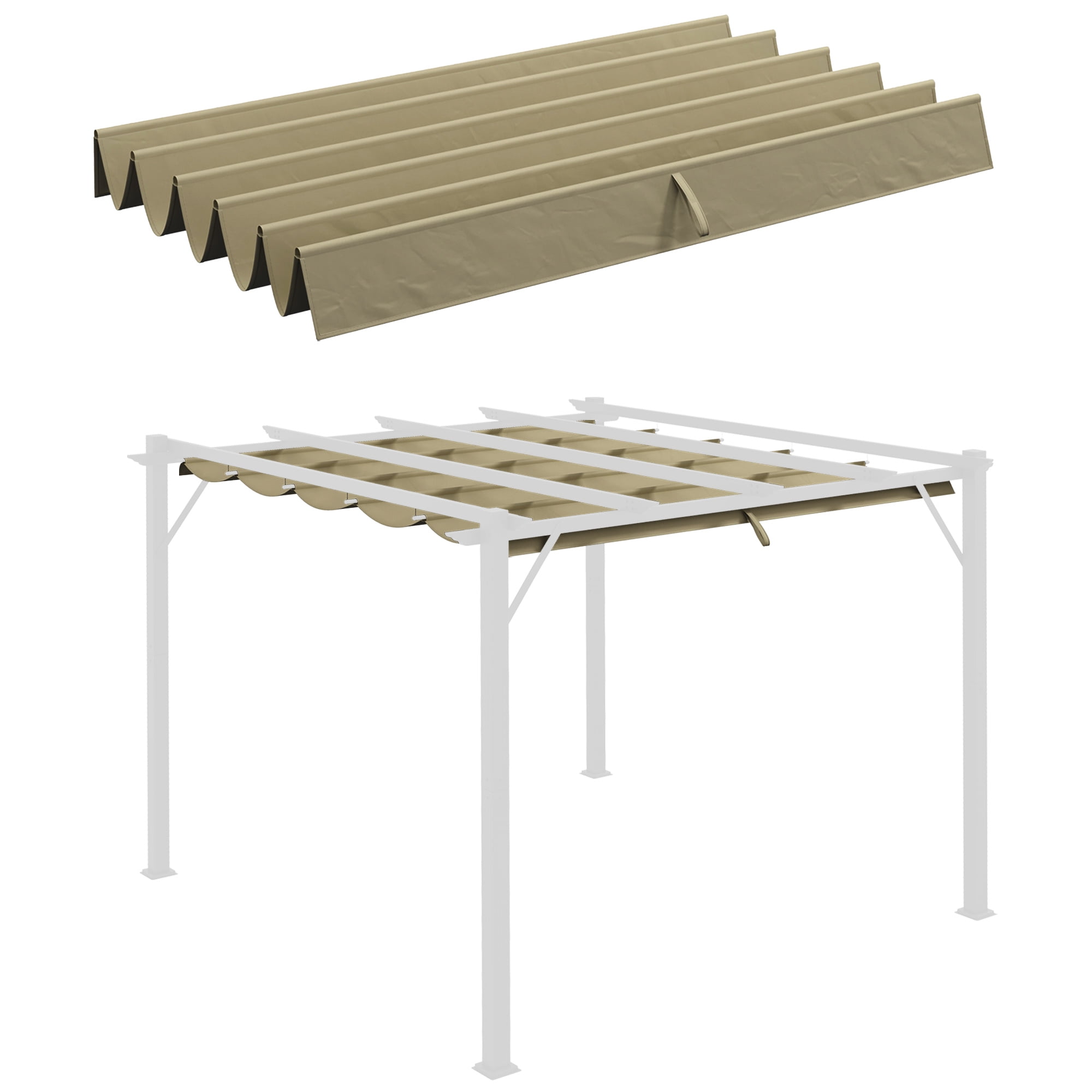 Outsunny Replacement Pergola Canopy Cover for 9.8' x 9.8' Pergola, Tan