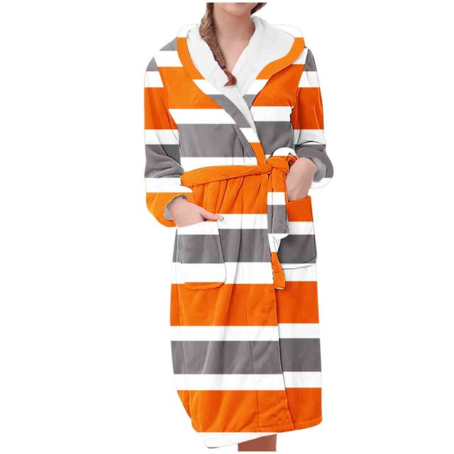 Rbaofujie Longue Robe de Spa pour Femmes, Tenue d'Intérieur en Flanelle, Pyjama à Capuche, Peignoirs, Pyjama Long et Pyjamas, Peignoirs pour Femmes