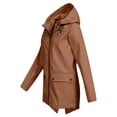 thumbnail image 3 of Women Casual Solid Jacket Outdoor Plus Size Hooded Windproof Loose Coat, 3 of 4