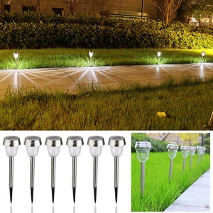 Aidoshy Éclairage extérieur solaire 6pcs Éclairage solaire en acier inoxydable LED Lumières solaires blanches claires pour Patio Yard Walkway,Solar Street Lights Outdoor
