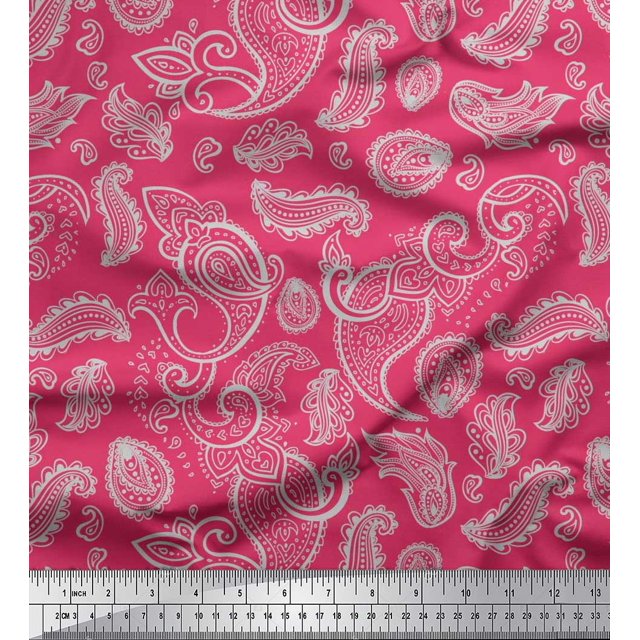 Soimoi Viscose Chiffon Fabric Paisley Block Printed Craft Fabric by The Yard 42 Inch Wide