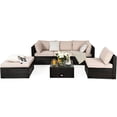 thumbnail image 2 of Costway 6PCS Outdoor Patio Rattan Furniture Set Cushioned Sectional Sofa Ottoman, 2 of 9
