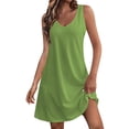 thumbnail image 1 of biudgviw Robe Débardeur Midi pour Femme Été Col en V Sans Manches Ligne A Robe T-Shirt Décontractée Ample Robes d'Été avec Poche, 1 of 7