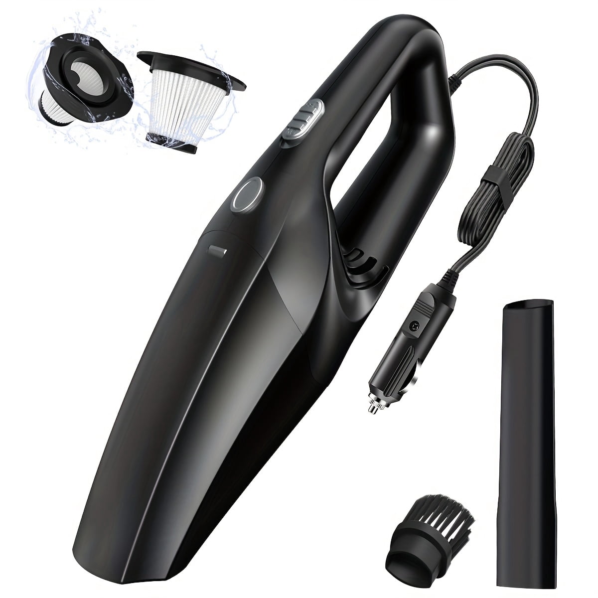 Portable vacuum cleaner -12V wired handheld vacuum cleaner, 9Kpa suction, 75Db quiet operation, ergonomic grip and compact design, suitable for car seats, carpets, narrow spaces