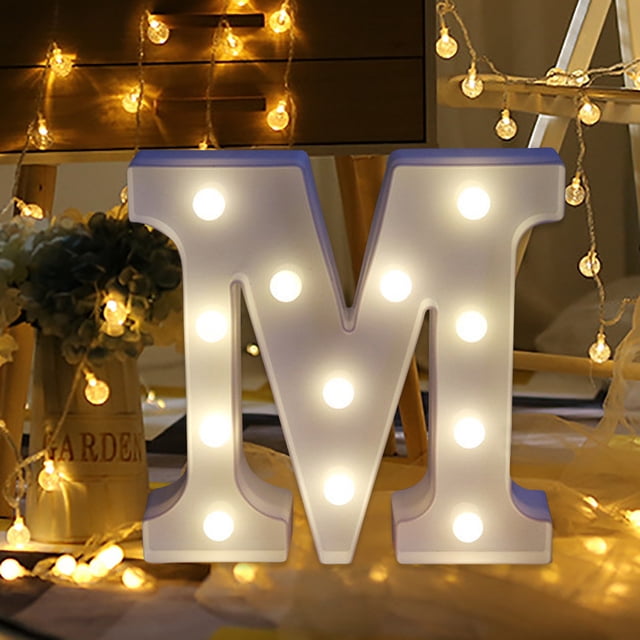 Vaidha Alphabet LED Letter Lights Light Up White Plastic Letters Standing Hanging M