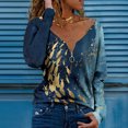 thumbnail image 2 of Pompotops Femmes Mode Casual Imprimé V-Cou à Manches Longues Tops Chemisier, 2 of 5
