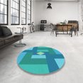thumbnail image 4 of Ahgly Company Tapis d'Intérieur Lavable en Machine Carré Turquoise Bleu Vif, 3 Pieds Carré, 4 of 7