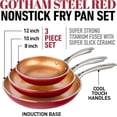 thumbnail image 2 of Gotham Steel Diamond Red 3 Piece Aluminum Ceramic Nonstick 8 10 12 Inch Fry Pan Set Dishwasher Safe, 2 of 6