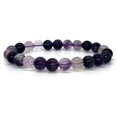 thumbnail image 1 of Angelstones Natural Multi-Color Purple Fluorite Gemstone 8mm Round Beads Stretch Bracelet 7 Inch Unisex, 1 of 3