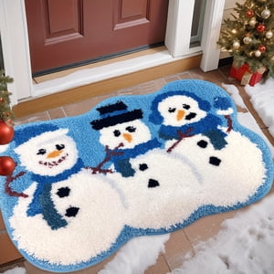 Christmas Bath Mat for Bathroom | Non Slip Bathtub Blanket | Shower Rug for Tub | Soft Absorbent Polyester Bathroom Floor Mat, Washable