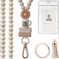 thumbnail image 2 of Meitianfacai Book Coffee And Flower Lanyard With Wooden Beads Tassel Keychain Silicone Flower Charm And Tag Multi-Functional Necklace Strap For Storage And Display, 2 of 5