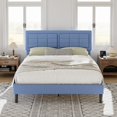 thumbnail image 3 of VECELO Full Size Upholstered Bed Frame, Modern Platform Bed Frame with Adjustable Button Tufted Headboard for Bedroom, No Box Spring Needed, Easy Assembly, Light Blue, 3 of 8