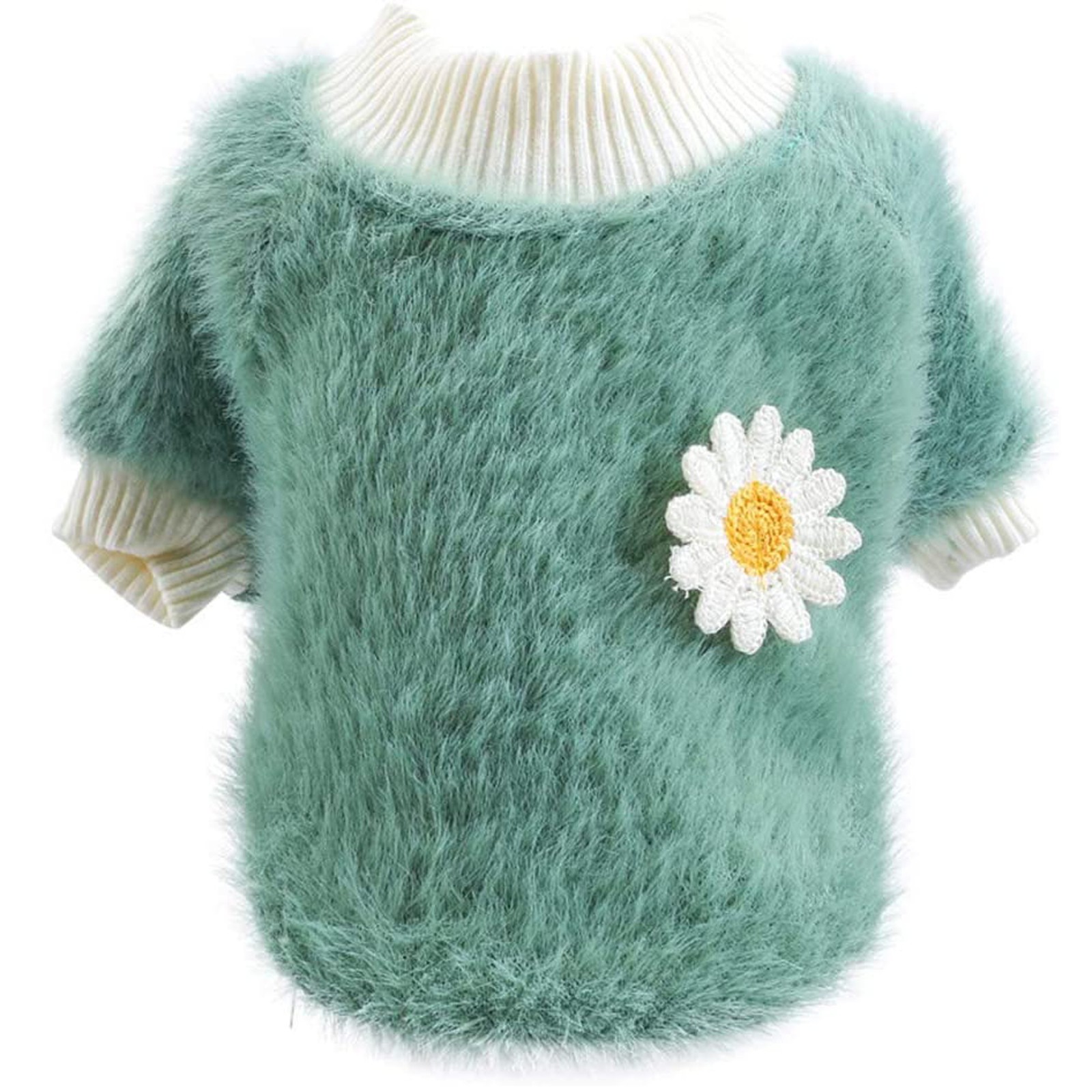 2025 Dog Sweaters For Small Puppies Clothes For Boy Dogs Daisy Style Clothes For Dogs Plush Round Neck Flowers Small Dog Coat With Leash Ring Sweater