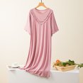 thumbnail image 2 of Timegard Womens Sleepwear Round Neck Ruffle Short Sleeve Solid Color Homewear Casual Loose Comfy Pjs Dress, 2 of 4