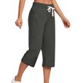 thumbnail image 1 of Innerwin Women's High Waist Straight Leg Capri Pants, Solid Color, Dark Gray, Size 2XL, 1 of 2