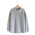 thumbnail image 3 of MeetoTime Women's Fall Winter Thickened Fleece Warm Pajama Top Solid Color Round Neck Long Sleeves Tops Home Wear, 3 of 3