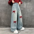 thumbnail image 2 of Girls' Straight Wide Leg Jeans | Comfy Stretch Denim Pants for Ages 5-15, 2 of 9