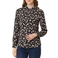 thumbnail image 1 of INSPIRE CHIC Chemise Boutonnée pour Femme à Petites Fleurs à Manches Longues Col en Pointe Haut de Bureau S Noir-Rose Floral, 1 of 8