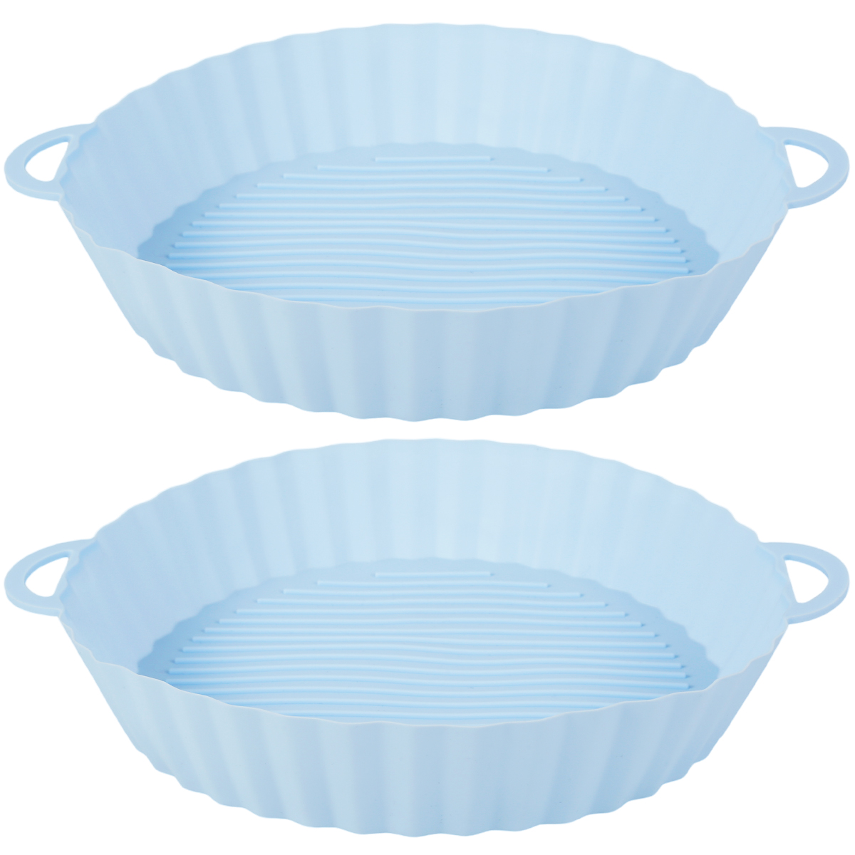 Ikoopy 2pcs Air Fryer Silicone Pot Reusable Air Fryer Silicone Liner Heat Resistant Round Air Fryer Basket with Handle Silicone Baking Tray Pan Air Fry Accessories for Microwave Oven