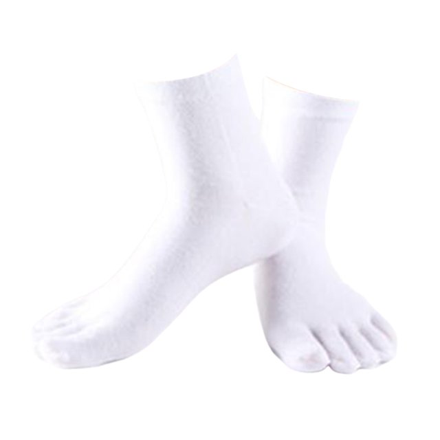 maskred 1Pair Five Toe Socks Cotton High Athletic Sock Socks Solid Crew White 2Set