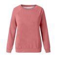 thumbnail image 3 of Hauts à Manches Longues pour Femmes Mode Femmes Décontracté Manches Longues Col Rond Uni Chandail pour Dames Hauts Blouse Blouses à Manches Longues pour Femmes Hauts à Manches Longues Hauts pour Femmes Manches Longues, 3 of 4