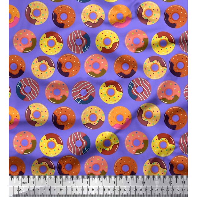 Soimoi Rayon Fabric Donuts Food Fabric Prints by Yard 42 Inch Wide